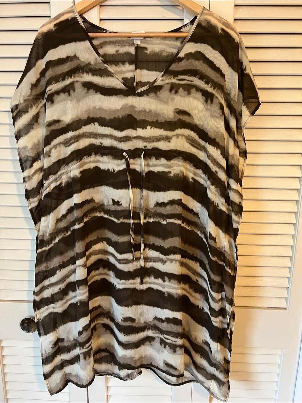 Merona Brown and White Striped Swim Coverup